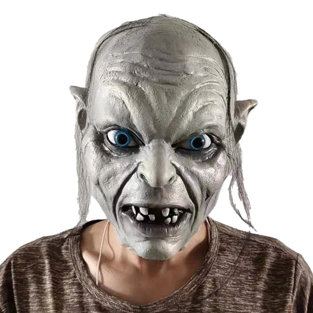 Horror Gollum Skull Mask Cosplay Skeleton Monster Elf Zombies Latex Helmet Halloween Carnival Purim Party Costume Accessories