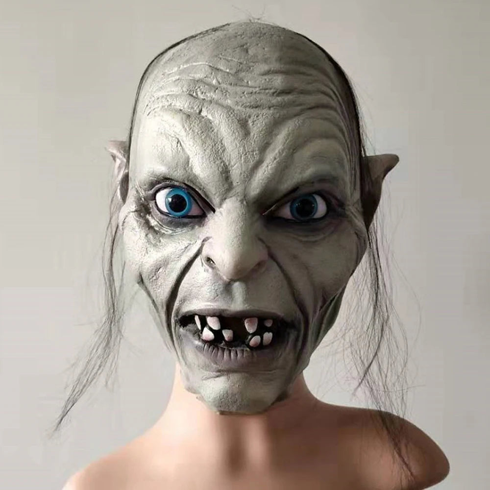 Horror Gollum Skull Mask Cosplay Skeleton Monster Elf Zombies Latex Helmet Halloween Carnival Purim Party Costume Accessories