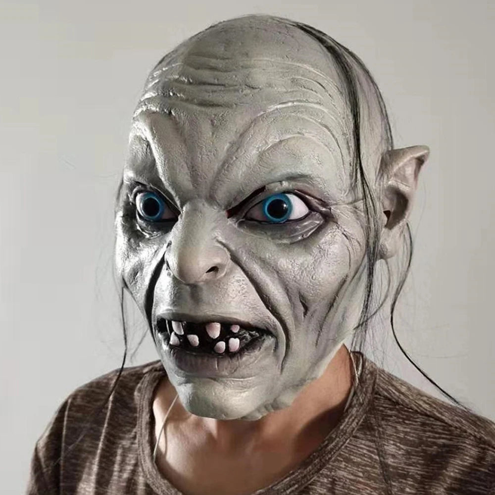 Horror Gollum Skull Mask Cosplay Skeleton Monster Elf Zombies Latex Helmet Halloween Carnival Purim Party Costume Accessories