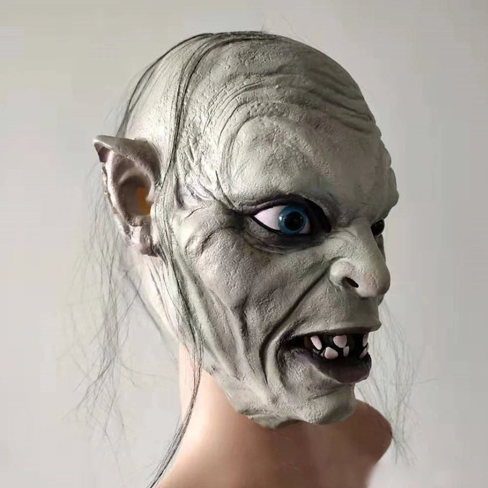 Horror Gollum Skull Mask Cosplay Skeleton Monster Elf Zombies Latex Helmet Halloween Carnival Purim Party Costume Accessories