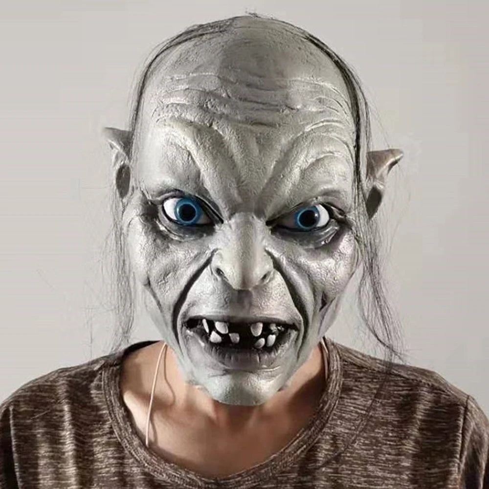 Horror Gollum Skull Mask Cosplay Skeleton Monster Elf Zombies Latex Helmet Halloween Carnival Purim Party Costume Accessories